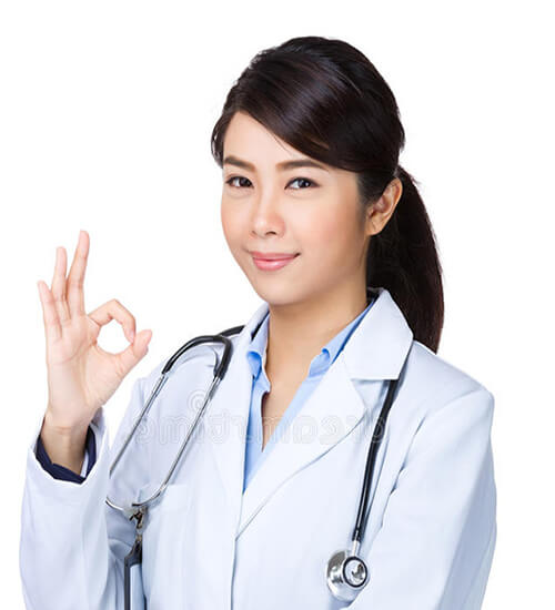 Asian Doctor Woman Ok Sign Isolated White 40626634